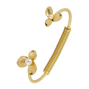 Delicate Flower 18K Gold Brass Cuff Kada Bangle Bracelet For Women