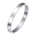 Classic Glossy Stainless Steel Silver Openable Bangle Bracelet Men