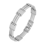 Geometric Glossy Matte Links Daily Stainless Steel Bracelet For Men
