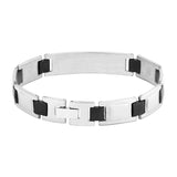 Stylish Biker Black Accents 316L Stainless Steel Personalized Engraved Bracelet For Men