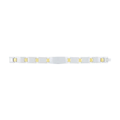 Glossy Two Tone 18K Gold Accents Stainless Steel Chain Bracelet Men