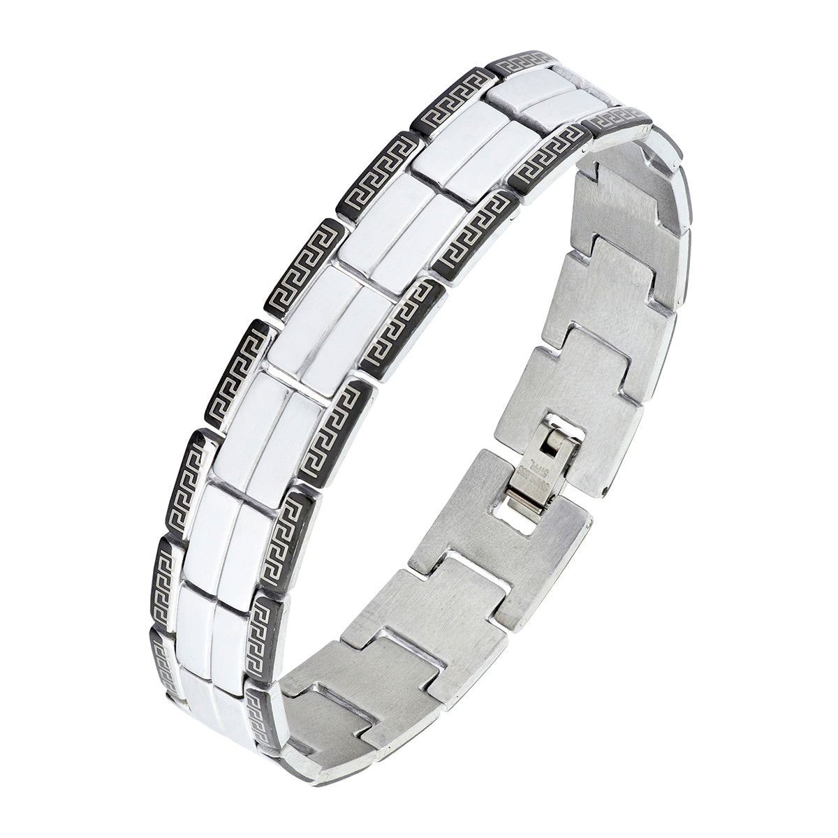 Stylish Biker Black Silver 316L Stainless Steel Bracelet For Men