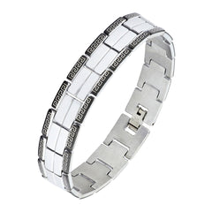 Stylish Biker Black Silver 316L Stainless Steel Bracelet For Men