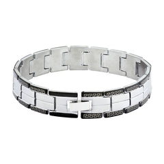 Stylish Biker Black Silver 316L Stainless Steel Bracelet For Men