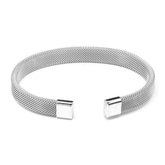 Slim Mesh Silver Stainless Steel Cuff Kada Bangle Bracelet Men