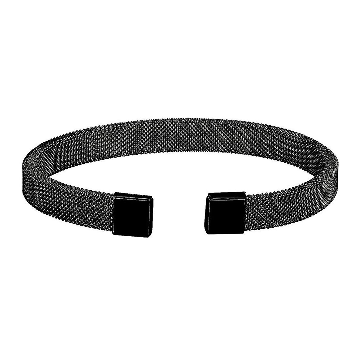 Slim Mesh Black 316L Stainless Steel Cuff Kada Bangle Bracelet For Men