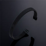 Slim Mesh Black 316L Stainless Steel Cuff Kada Bangle Bracelet For Men