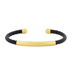 Slim Black Gold Stainless Steel Cuff Kada Bangle Bracelet Men