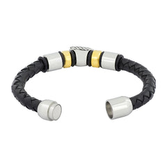 Lion Punk Black Leather Stainless Steel Wrist Band Bracelet Men
