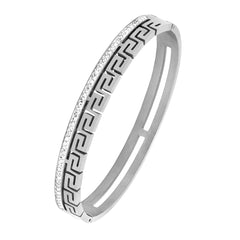 Stainless Steel Cz American Diamond Bangle Cuff Kada Bracelet Men
