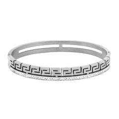 Stainless Steel Cz American Diamond Bangle Cuff Kada Bracelet Men