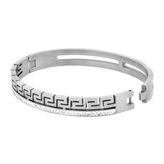 Stainless Steel Cz American Diamond Bangle Cuff Kada Bracelet Men