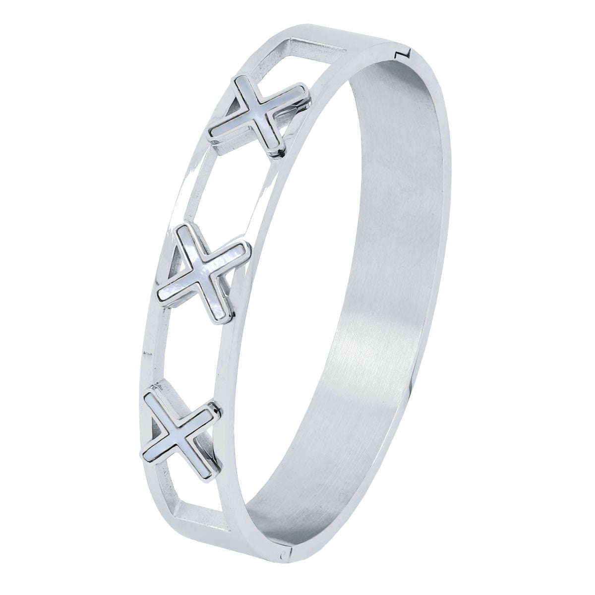 Cross Stainless Steel Openable Bangle Cuff Kada Bracelet For Women