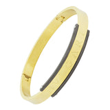 Designer 18K Gold Black Stainless Steel Kada Bangle Bracelet Men