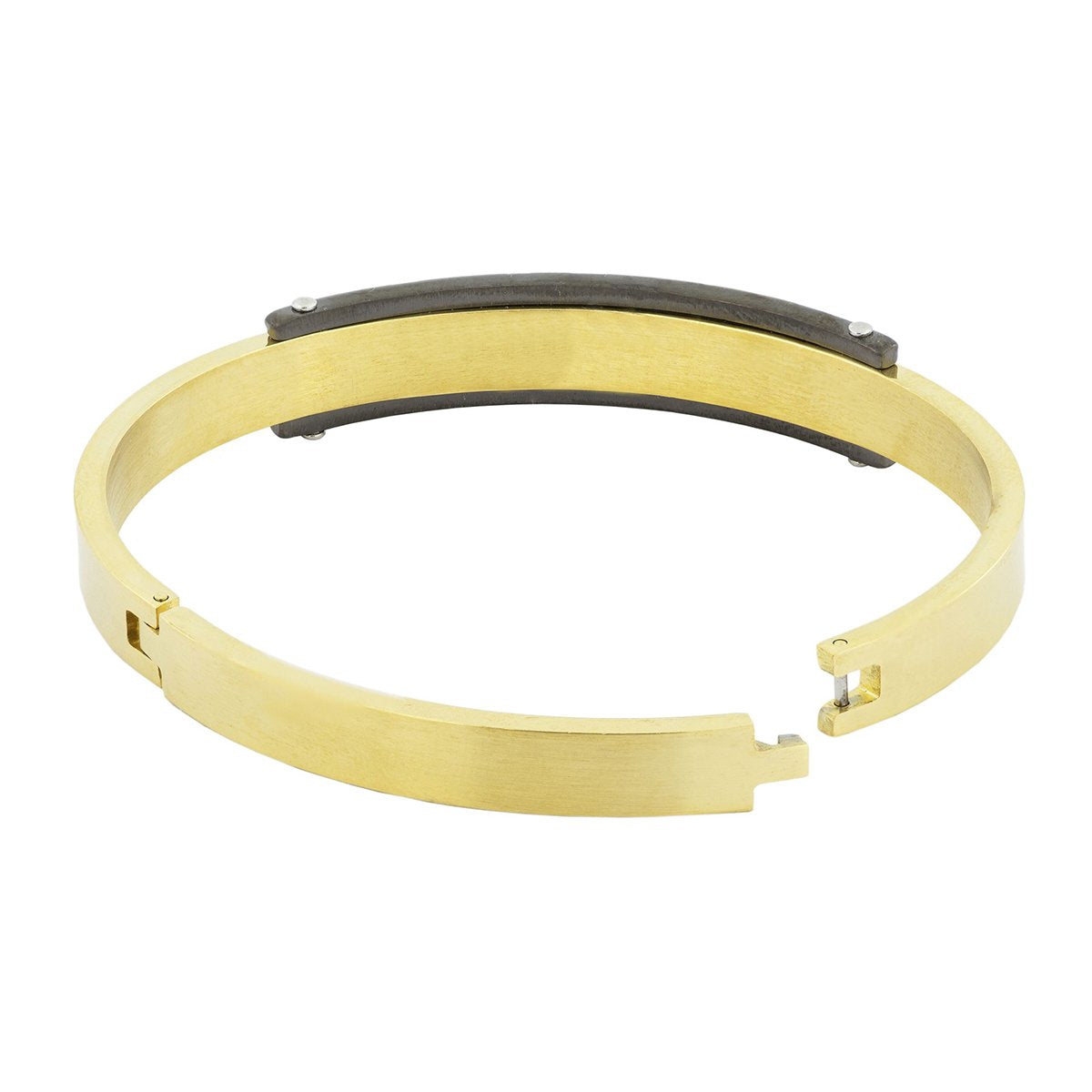 Designer 18K Gold Black Stainless Steel Kada Bangle Bracelet Men
