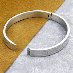 Designer Silver Stainless Steel Kada Bangle Bracelet Men