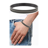 Designer Curb Silver Black Stainless Steel Kada Bangle Bracelet Men