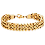 Stylish Wheat Glossy 18K Gold 316L Stainless Steel Bracelet For Men