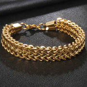 Stylish Wheat Glossy 18K Gold 316L Stainless Steel Bracelet For Men