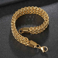 Stylish Wheat Glossy 18K Gold 316L Stainless Steel Bracelet Men