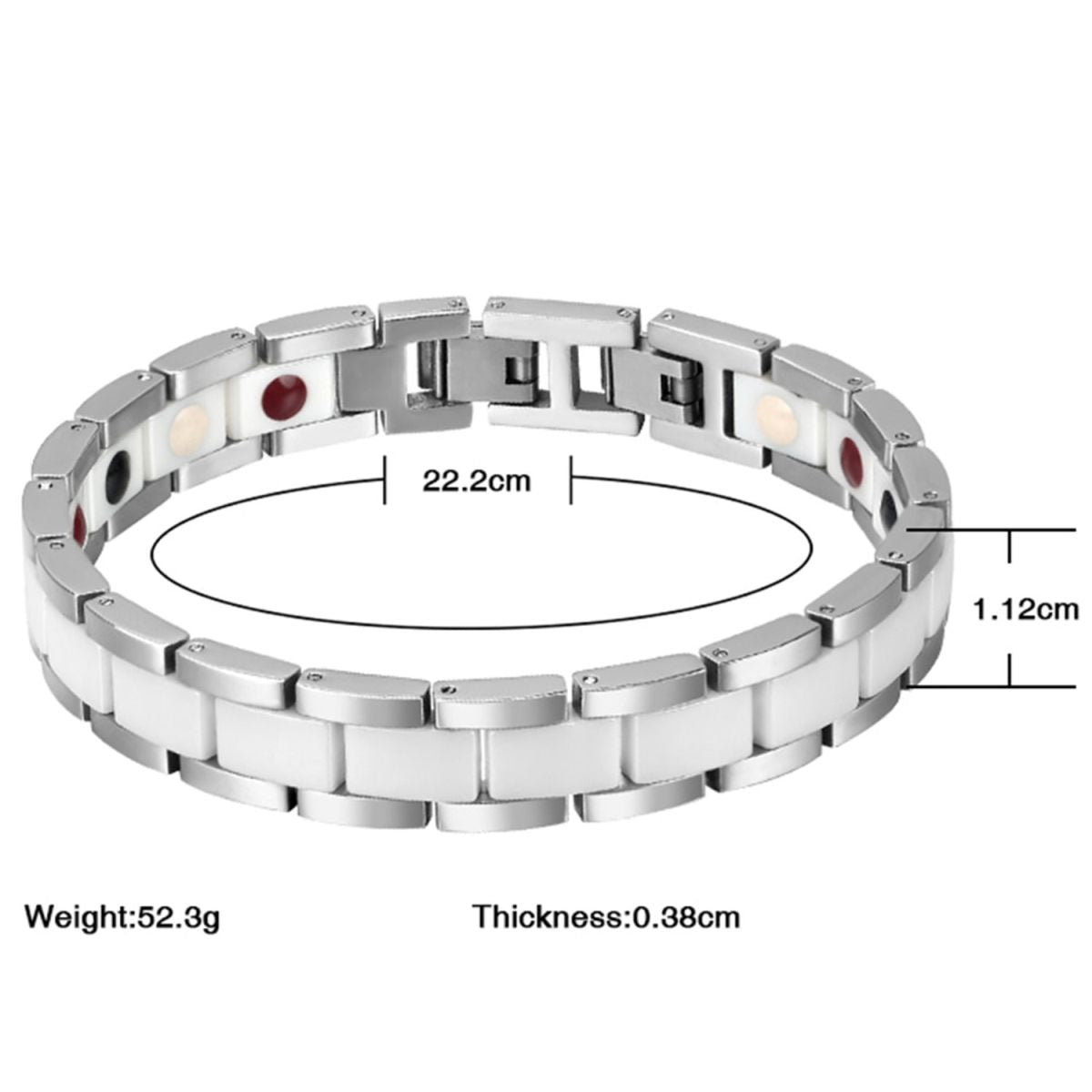 White Ceramic Silver 316L Stainless Steel Magnetic Bracelet For Men