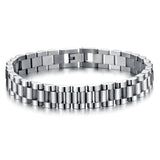 Watch Style Glossy Silver 316L Stainless Steel Bracelet For Men