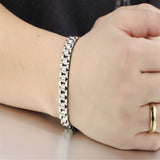 Watch Style Glossy Silver 316L Stainless Steel Bracelet For Men