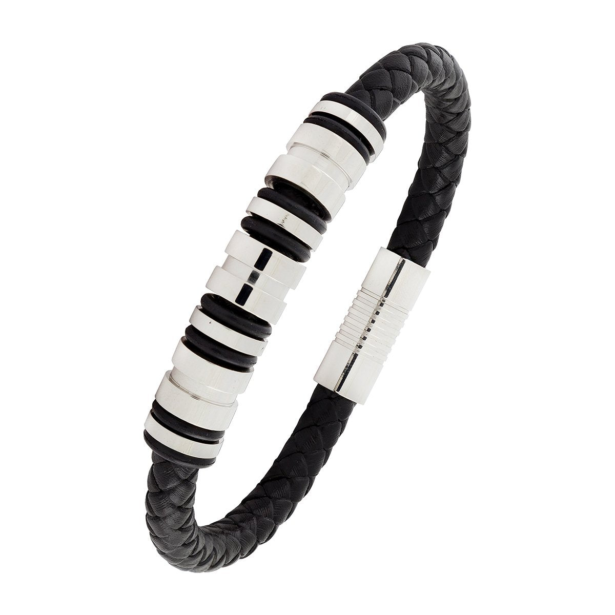 High Quality Braided Leather 316L Stainless Steel Wrist Band Bracelet