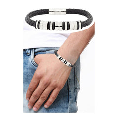 High Quality Braided Leather 316L Stainless Steel Wrist Band Bracelet