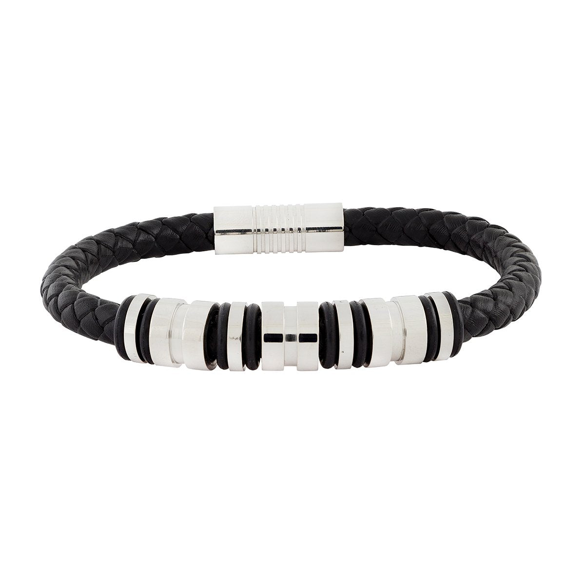 High Quality Braided Leather 316L Stainless Steel Wrist Band Bracelet