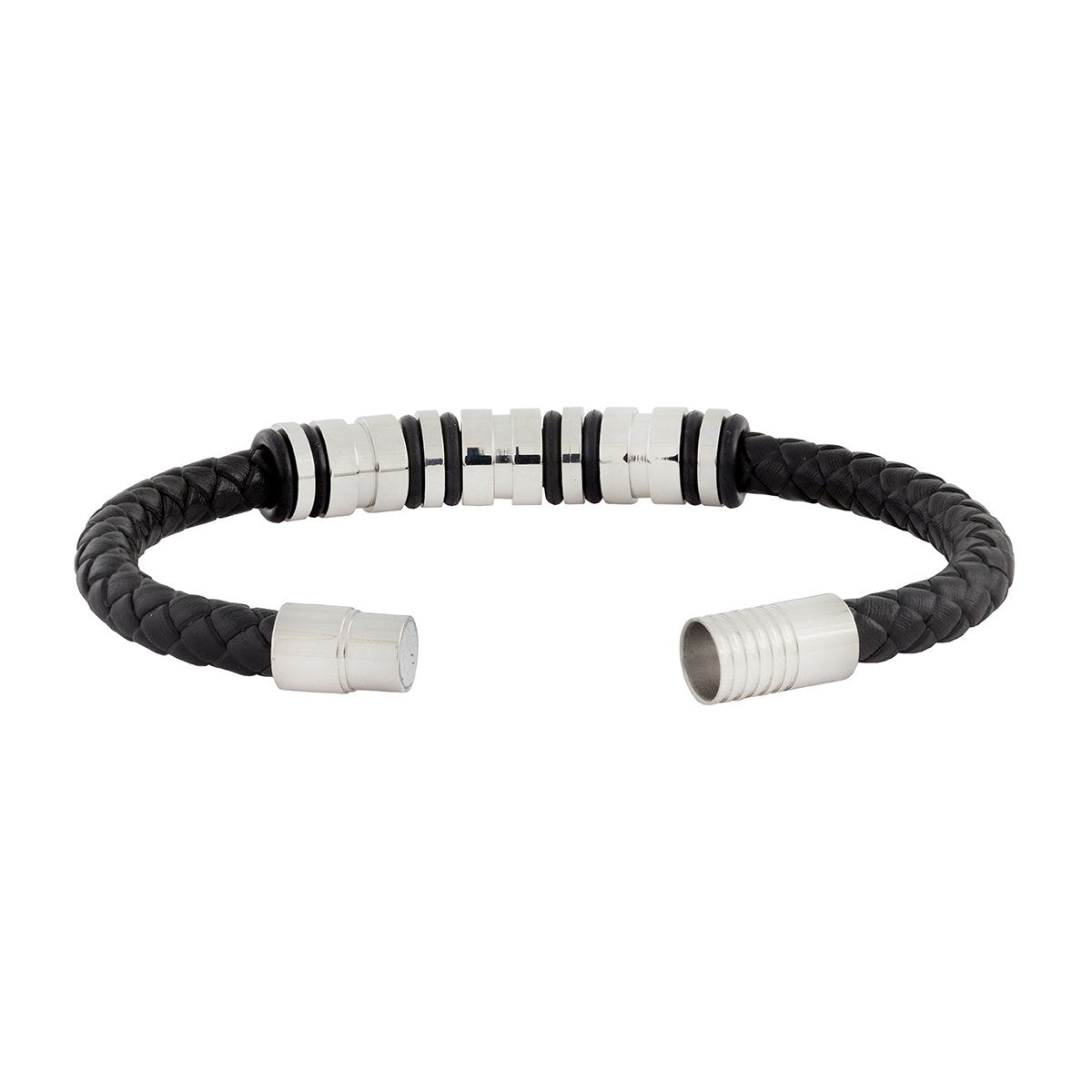 High Quality Braided Leather 316L Stainless Steel Wrist Band Bracelet