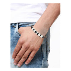 Punk Braided Leather 316L Stainless Steel Wrist Band Bracelet