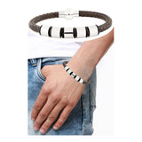 Punk Braided Leather 316L Stainless Steel Wrist Band Bracelet