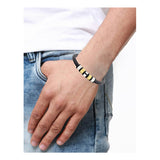 3D Braided Leather 316L Stainless Steel Wrist Band Bracelet Men