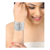 Party Statement Mesh Silver Cuff Kada Bangle Bracelet For Girls Women