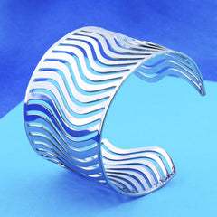 Waves Cuff Party Statement Mesh Silver Cuff Kada Bangle Bracelet Women