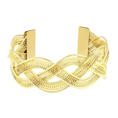 Filigree Wave 18K Gold Brass Cuff Kada Bangle Bracelet For Girls Women