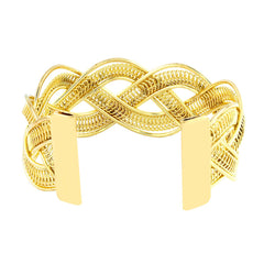 Filigree Wave 18K Gold Brass Cuff Kada Bangle Bracelet For Girls Women