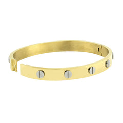 18K Gold 316L Stainless Steel Openable Kada Bangle Bracelet For Men