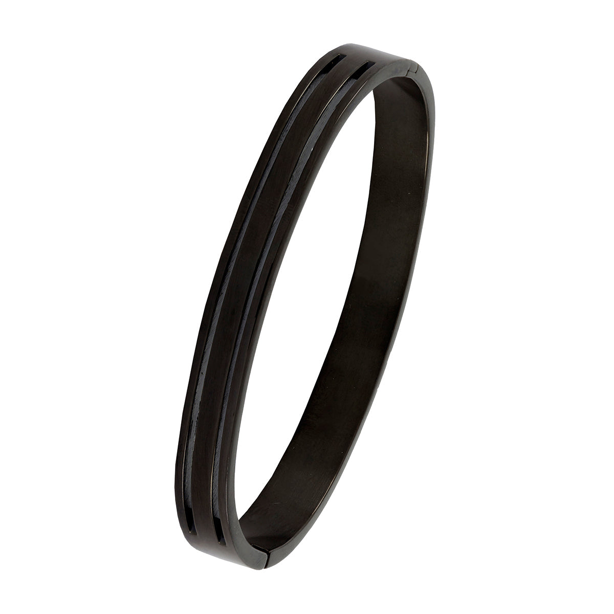 Designer Black Stainless Steel Kada Bangle Bracelet Men