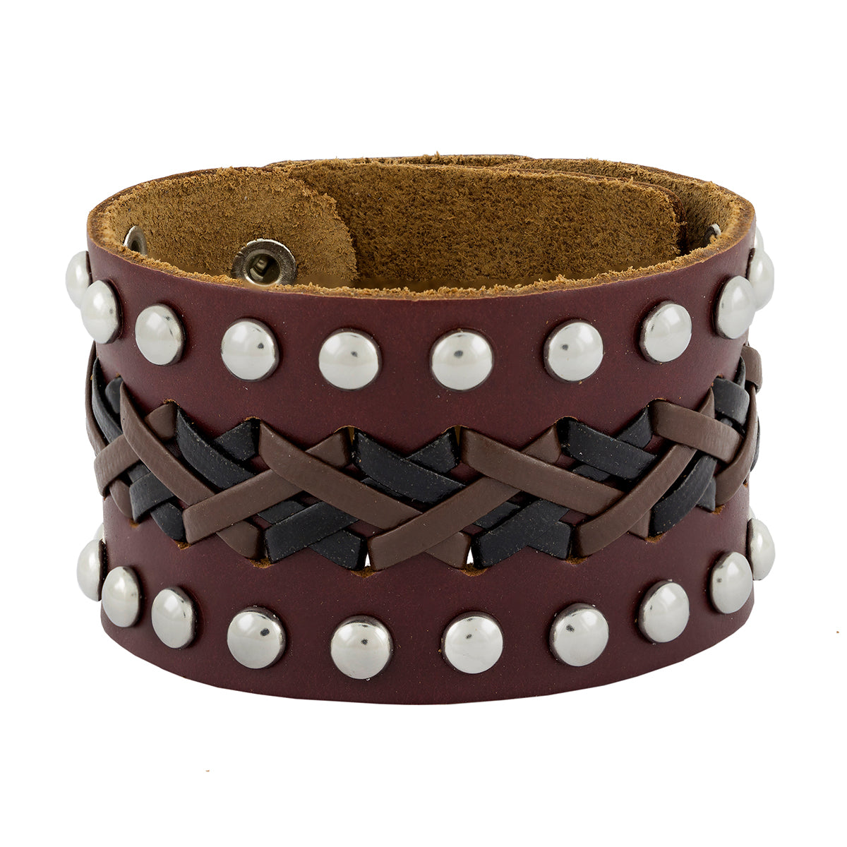 Biker Funky Braided Handcrafted Brown Leather Wrist Band Bracelet