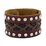 Biker Funky Braided Handcrafted Brown Leather Wrist Band Bracelet
