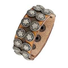 Star Slim Biker Funky Handcrafted Brown Leather Wrist Band Bracelet