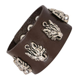 Tiger Funky Genuine Handcrafted Brown Leather Bracelet For Men