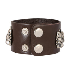 Tiger Funky Genuine Handcrafted Brown Leather Bracelet For Men