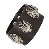 Tiger Funky Genuine Handcrafted Black Leather Bracelet For Men