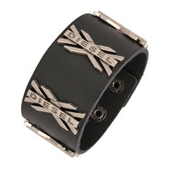 Stylish Funky 100% Genuine Handcrafted Black Leather Bracelet For Men