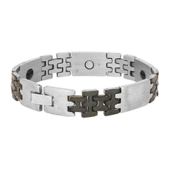 Silver Black Stainless Steel Links Bracelet for Men 