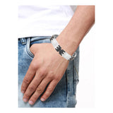 Silver Black Stainless Steel Links Bracelet For Men