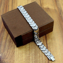 Premium Silver Tungsten Ceramic Cubic Zirconia Bracelet For Men